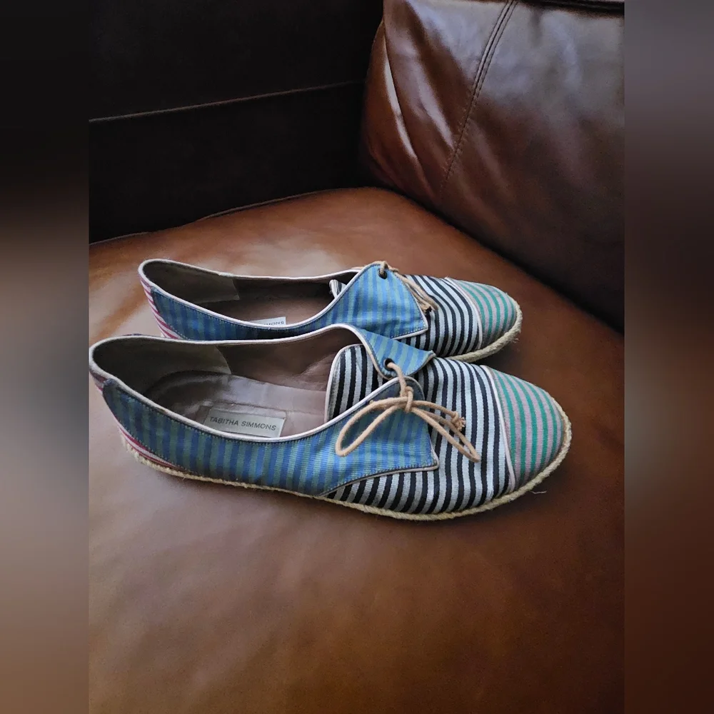 Tabitha Simmons Dolly Striped Silk Espadrilles Used 39